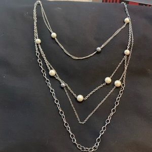 Silpada multi tiered silver/pearl necklace. 19 inches long from clasp